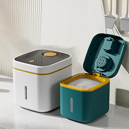10KG Kitchen Container Bucket Insect-Proof Moisture-Proof Rice Box Grain Sealed Jar Home Storage Pet Dog Food Dark Green