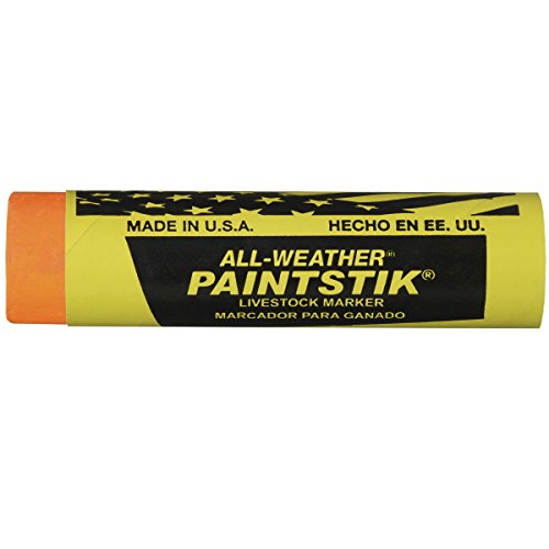 All-Weather Paintstik Livestock Marker, 1" Diameter x 4" Length, Fluorescent Tangerine (Pack of 12) - color: Flourescent Tangerine, size: 1" x 4" (Pack of 12)