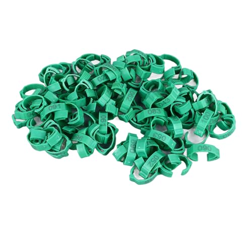 SUNGOOYUE 100 Pcs Chicken Leg Rings Plastic Numbered Poultry Identification Bands Clip On Round Ankle for Chickens Ducks Hens Breeders Farm Flock Tracking (100Pcs Green Rings with Number Markers) - color: 100Pcs Green Rings with Number Markers