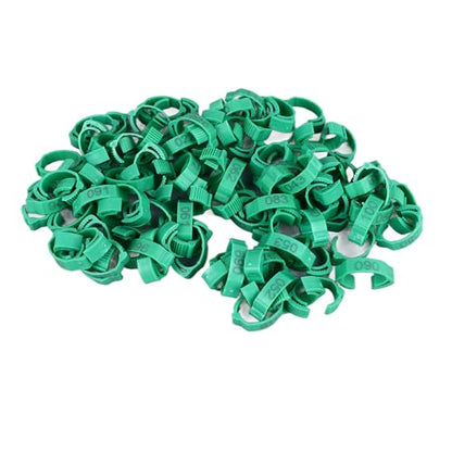 SUNGOOYUE 100 Pcs Chicken Leg Rings Plastic Numbered Poultry Identification Bands Clip On Round Ankle for Chickens Ducks Hens Breeders Farm Flock Tracking (100Pcs Green Rings with Number Markers) - color: 100Pcs Green Rings with Number Markers