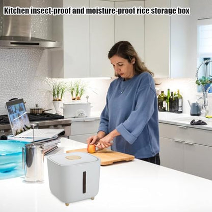 Grain Hopper - High Volume Sealed Provision Bin With Cover, Food Preservation Holder, Large Household Supply Vault, Animal Feed Reservoir, Clear Level Display | for Home Cupboard Pet Feeding Managemen - color: Transparent gray