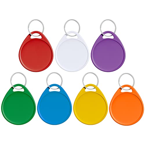 Uniclife 1.5 Inch Colorful Key Tags for Labeling Writable Round Plastic Key Chain Tags with Split Rings Sturdy Item Identifiers in 7 Assorted Colors, 50 Pack - color: Multicolored, size: 50 PCS