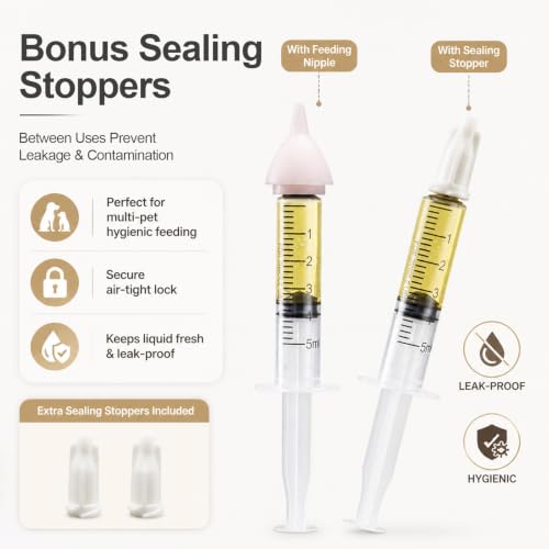 Pet Feeding Kit, Kitten Bottle Feeding Kit, Newborn Kitten Supplies, Fit for Feeding Newborn Puppies, Kitten, Squirrel, Rabbit, Hamster, 2 Pet Nipple