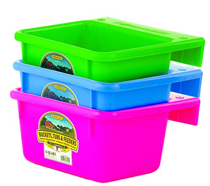 Little Giant® Plastic Mini Feeder | Fence Feeder | Goat Feeder | Durable & Mountable Bucket for Livestock | Made in USA | 6 Quart | Lime Green