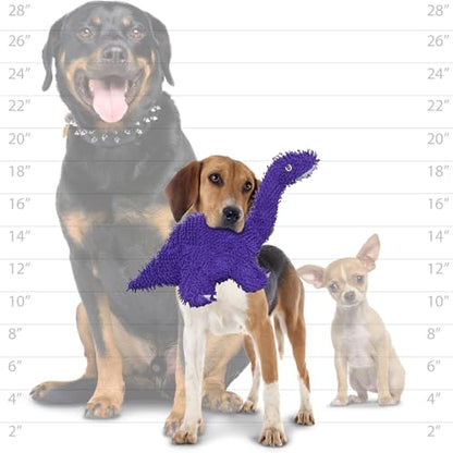 MIGHTY® 2 Pack Microfiber Medium Brachiosaurus Dog Toys | Ultra Durable Plush Toy with Multiple Layers & Reinforced Seams , Washable and Floats , Mighty® Construction - color: 2PK Purple Brachiosaurus