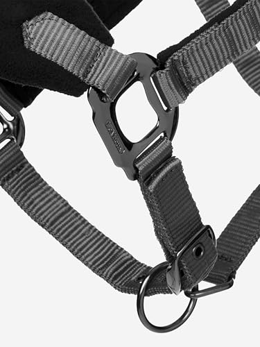 LeMieux Vogue Fleece Headcollar - Halter & Leadrope - Extra Padding, Adjustable at Curb and Poll Strap - color: Black / Grey, size: Pony