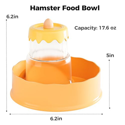 Mini&moe Hamster Food Bowl - Automatic Guinea Pig Feeder No Spill Storage Small Pet Food Dispenser for Gerbil, Rat, Chinchilla, Ferret, Hedgehog - color: light yellow