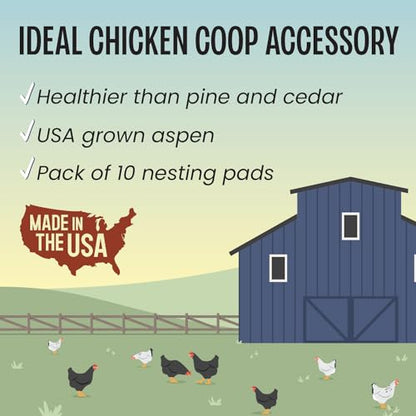 MagJo Aspen Nesting Pads for Chicken Coops - USA Grown Aspen Excelsior Nest Box Liners 13x13-10 Pack with 4 oz Nesting Herbs - size: 10 Pack with Nesting Herbs