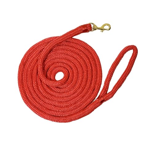 Double Nylon Horse Lead Ropes – 10FT / 15FT Durable Lightweight Lead Ropes for Horses with Snap Hook (Red, 15FT) - color: Red, size: 15FT
