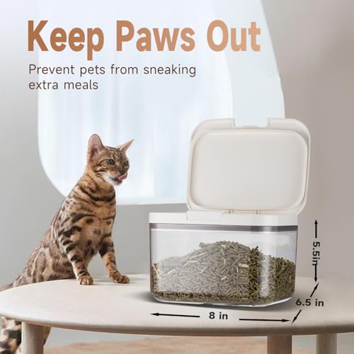 LivLab Mker Pet Food Storage Container 5 lbs Airtight Dog/Cat Food Container with Measuring Cup, BPA Free, Rice & Flour Storage Container for Dog Treats and Cat Food (3 lbs), White - color: (D980)-2.8L