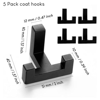 5 Pack Heavy Duty Double Claw Coat Hook Wall Mount with Screw Retro Double Coat Hook Utility Hook for Coats, Scarves, Bags, Towels, Keys, Hats, Mugs, Hats (Black) - color: Black