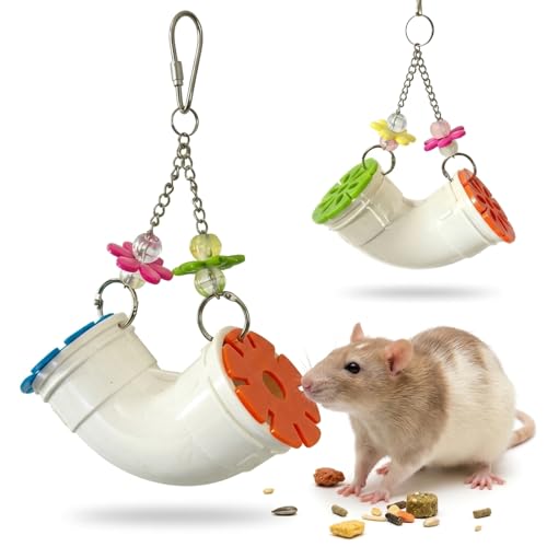 2 Pack Mouse Rat Enrichment Toys for Pet Mice -Treat Dispenser Rats Foraging Toy, Hanging Foraging Dispenser for Rats, Mice, Guinea Pig Small Pet