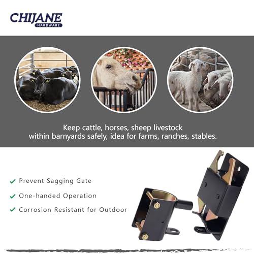 2 Way Lockable Gate Latch, Heavy Duty Farm Gate Latch, Two Way Livestock Cattle Gate Latch for Horse Corrals, Ranches, Fences, Stables，2 Pack