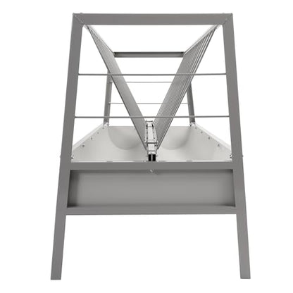 Pasture Hay Feeder 2 in 1 55 Gallon Livestock Feed Trough with 22 | Gallon Feed Pan Hay Grain Livestock Feeder for Sheep, Calf, Cow and Horse - color: Silvery