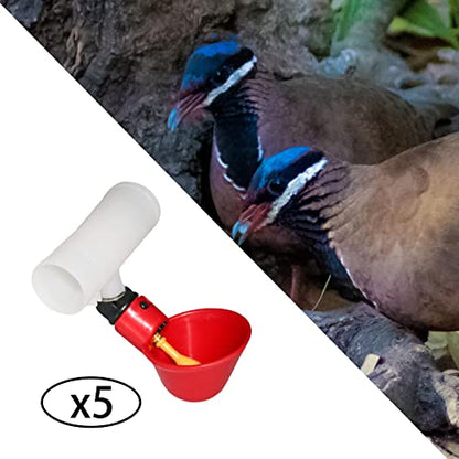 5 Pieces Watering Cups Automatic Chicken Drinking Bowls Feeder Removable Water Bowl Suitable for Breeding Farms Home Use, 10x7.3cm