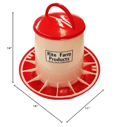Extra Large RITE FARM PRODUCTS HD 20 LB Chicken Feeder LID &Handle Poultry Chick