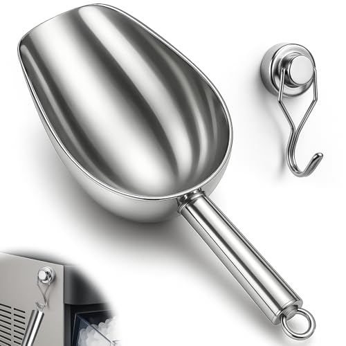 Stainless Steel Ice Scoop for Freezer with Magnetic Hook - Ice Scoop for GE Profile Opal 2.0 Nugget Ice Maker, for Kitchen Bar Party Accessories (12OZ-Silver) - color: Silver, size: 12oz