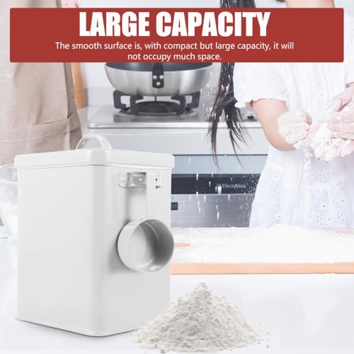 BESTOYARD 6L Metal Storage Bucket with Airtight Lid 9.05""x7.28""x6.49"" White Iron Dog Food Bin Keeps Kibble Dry for Kitchen Counter & Pantry