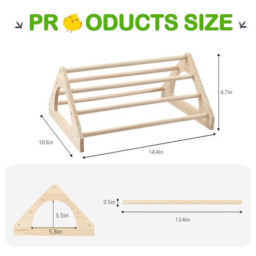 Large Wood Pine Chick Perch, 14.4" L x 10.6" W x 6.7" H Wooden Perch Chicks Toys for Coop and Brooder, Strong Chicken Jungle Gym Roosting Bar for Baby Chicks