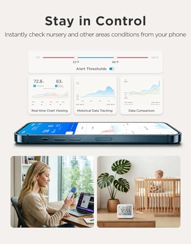 GoveeLife WiFi Thermometer Hygrometer, 5-in-1 Temperature and Humidity Monitor with Weather Station, Remote Sensor, Large LCD Display, Indoor Thermometer for Home Baby Room Greenhouse 3-Pack - style: Sub-1G Gateway+3 Pack