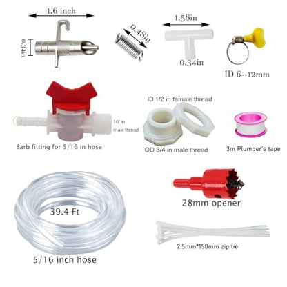 Automatic Rabbit Watering System 20 Set Rabbit Nipple Drinkers Water Feeders 5/16” Hose Barb Fittings to G1/2" and Water Bucket Connector for Small Animals Guinea Pig Ferret Rats Rodent Bunny