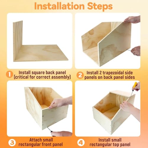 Wooden Rabbit Nesting Box, Small Animal Hutch Hideout, Breeding Shelter & Burrow Den Alternative for Rabbits, Guinea Pigs, Chinchillas or Other Small Pets(16x11x11 in)