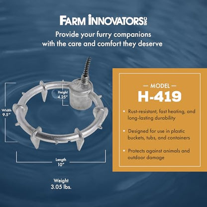 Farm Innovators Submergible Tank De-Icer, 1500W Water Deicer- Ice Chaser Cast Aluminum Design with Chew Proof Cord for Livestock Water Stock Tank