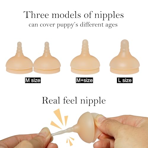 Doggiema Puppy Feeder Bottle, Silicone Feeding Nipple and Syringes for Puppies - size: Medium Dog (300ml)
