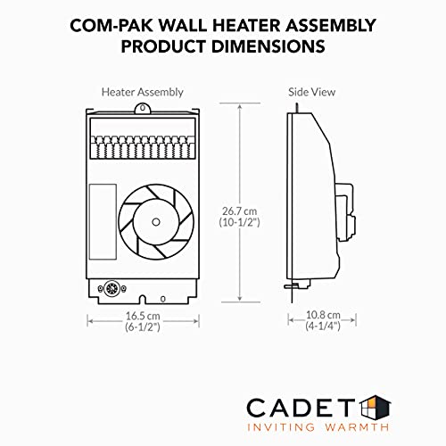 Cadet Com-Pak Electric Wall Heater Assembly Only Without Thermostat (Model: CS122, Part: 67512), 4265/3200 BTU, 240/208 Volt, 1250/937 Watt