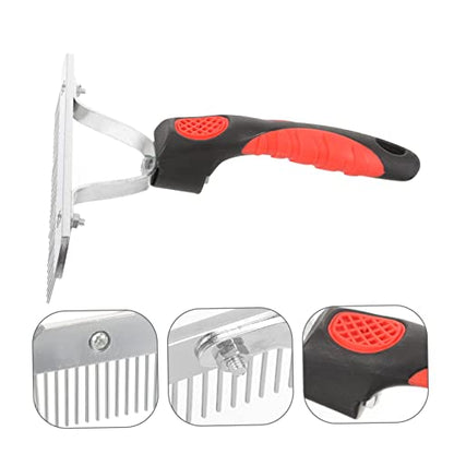 ERINGOGO Durable Horse Hair Grooming Comb with Rubber Handle Metal Cleaning Rake and Large Animals Practical Deshedding Tool for Efficient Fur Removal and Easy Maintenance