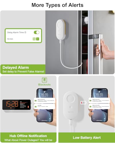 MOCREO WiFi Refrigerator Thermometer, Remote Email & App Alert, 2 Years Data Export, 1 Smart Temperature Sensor Frezzer Alarm with Digital Monitor Hub for Home, Kitchen, Fridge - style: 1 LCD Hub + 1 Sensor