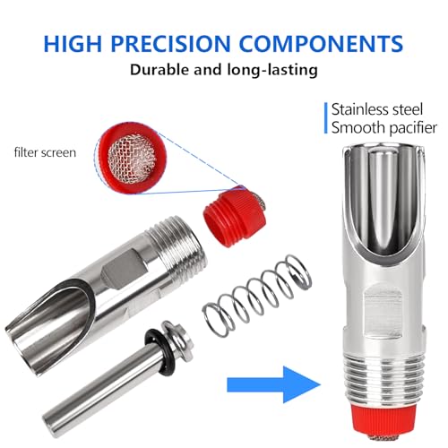 Pig Waterer Nipple 3 PCS Automatic Pig Nipple Drinkers with 3 Pcs Plastics Water Tank Connector 1Pcs Hole Opener Pig Waterer Feeder Systems Kit for Hog Pig Goats Swine Piglets Drinking