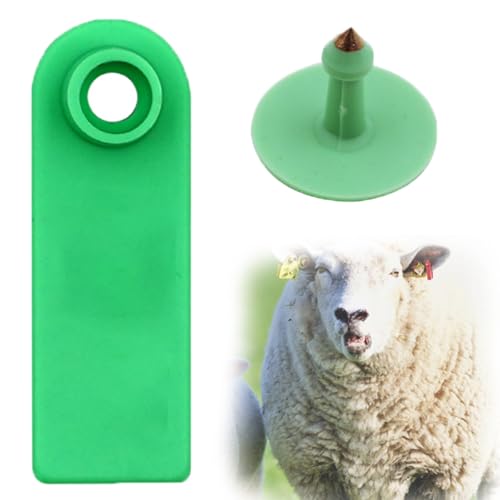 Round Identification Ear Tags, Sturdy Distinguish Ear Label with Applicator Livestock, Round Farm Animal Differentiate Lug Tag for Sheep/Cattle/Hog Goats(Green,Sheep) - color: Green, size: Sheep