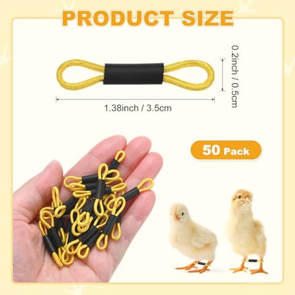 M METERXITY 50-Pack Adjustable Chick Leg Bands, 1.38" x 0.2" Polyester Chicken Leg Brace for Chicks/Ducks/Birds [Yellow] Poultry Leg Bands - color: Yellow