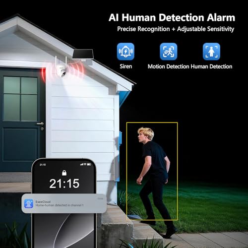 4G LTE Cellular Security Camera No WiFi Needed, Solar Powered Outdoor Security Camera with 2.5K Color Night Vision, PIR Motion Detection, Two-Way Audio, 350° PTZ, for Farm Barn Jobsite Cabin Remote