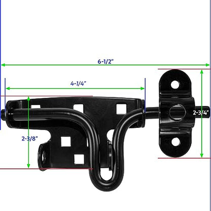 Universal Slide Bolt Wooden Gate Latch - Black Powder Coated to Resist Rust - Pad-Lockable for Securing Your Property. Includes Mounting Hardware - size: Universal Slide Bolt - Each