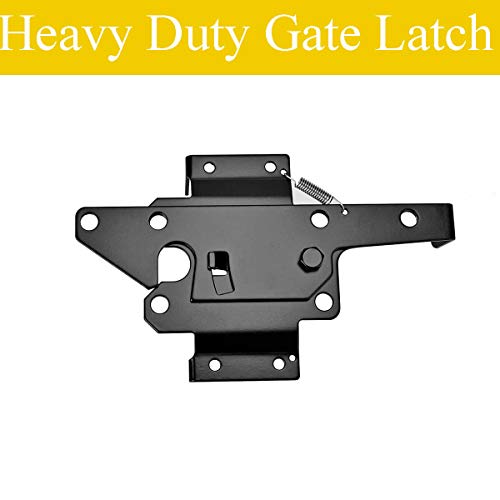 Self-Locking Gate Latch - Post Mount Automatic Gravity Lever Wood Fence Gate Latches with Fasteners/Black Finish Steel Gate Latch to Secure Pool