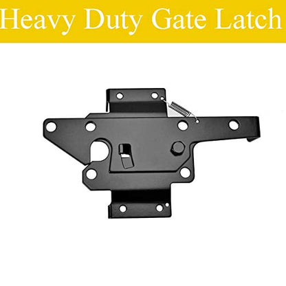 Self-Locking Gate Latch - Post Mount Automatic Gravity Lever Wood Fence Gate Latches with Fasteners/Black Finish Steel Gate Latch to Secure Pool