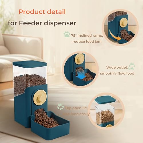 41 oz Hanging Gravity Auto-Refill Small Animal Feeder Dark Blue | Space-Saving, Large Capacity, Easy-Refill Bowl for Rabbits, Guinea Pigs, Ferrets, Chinchillas & Small Pets - color: Dark Blue