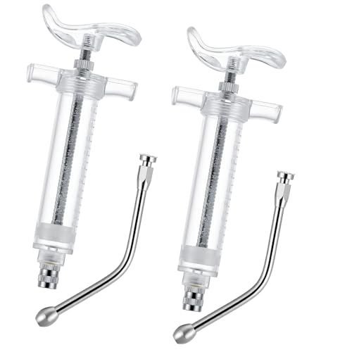 Threlaco 2 Pcs 20ml Large Drench Gun for Goats Large Dosage Feeding Gun Reusable Veterinary Medicine Syringe Continuous Dosing Feeding Dispenser for Goat Sheep Cattle Horse Livestock(Clear) - color: Clear, size: 20ml, style: Stylish