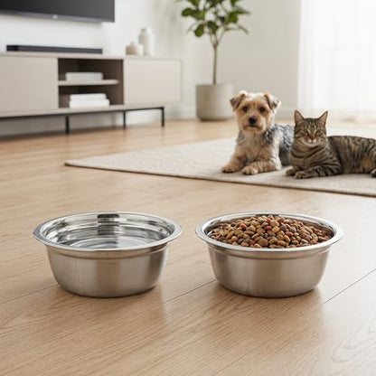 4-Pack Stainless Steel Dog Bowls – 47 Oz Metal Dog Bowls for Large & Medium Dogs, 304 Stainless Steel Dog Bowl, Dishwasher Safe Basic Dog Food Bowls – Stainless Steel Cat Bowls for Kennel