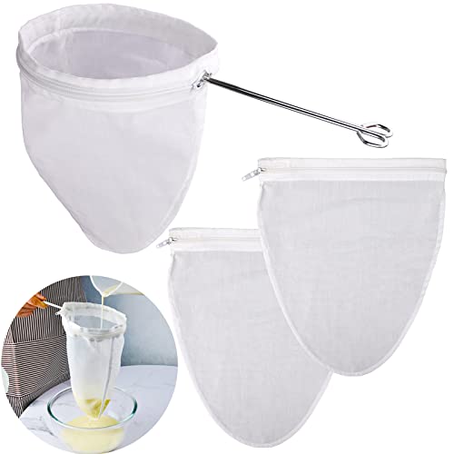 WMKGG Ultra Fine Mesh Strainer Bags, Reusable Filter Bags with Stainless Steel Handle Frame for Filter NutMilk, Coffee, Milk, Butter, Juices and Fresh Cheese (Large Size) - size: Large Size
