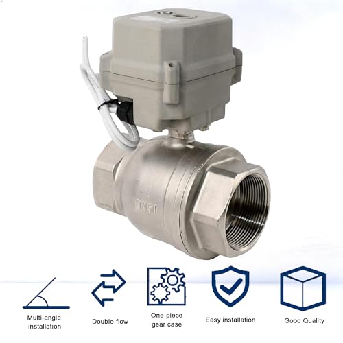 DC 12V 2-Way Motorized Ball Valve NPT 2'' Electric Ball Valve CR2-01 with Manual Override & Indicator Stainless Steel 304 - color: A150-T50-SS