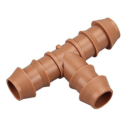 21-Pack Drip Irrigation Universal Barbed Tee Fitting, Barbed Connectors for 1/2" Drip Tubing - size: 21P-Tee