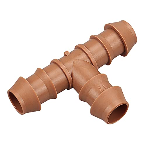 21-Pack Drip Irrigation Universal Barbed Tee Fitting, Barbed Connectors for 1/2" Drip Tubing - size: 21P-Tee