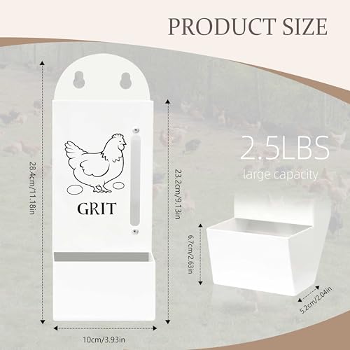 Chicken Grit and Oyster Shell Feeder, Poultry Feeder with Visual Window, No-Mess Weatherproof, Metal Hanging Gravity Chicken Feeder, Chicken Coop Accessories (Oyster-White) - color: White