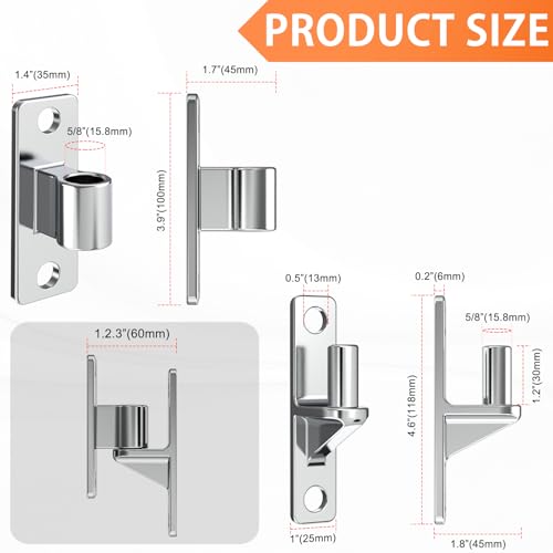 4 Pcs 304 Stainless Steel Gate Hinges Heavy Duty, 5/8'',Farm Gate Hinges up to 600lbs,Wall Mount Hinges for Farm Gates or Wooden Fences