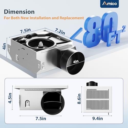 Amico Exhaust Fan,Ventilation Fan for Garage,Greenhouse,Attic,Chicken Coop,Bathroom