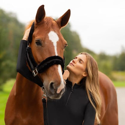 Equinavia Valkyrie Ultra Fleece Breakaway Horse Halter | Padded Fleece Adjustable Safety Halter with Nylon Webbing - Black/Black - Cob - color: Black/Black, size: Cob