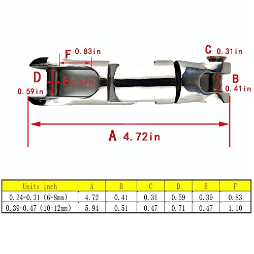 Duty 316 Stainless Steel Multi-Directional Double Anchor Swivel Connector(1/4"-5/16" 3/8"-1/2") - size: 1/4"-5/16"